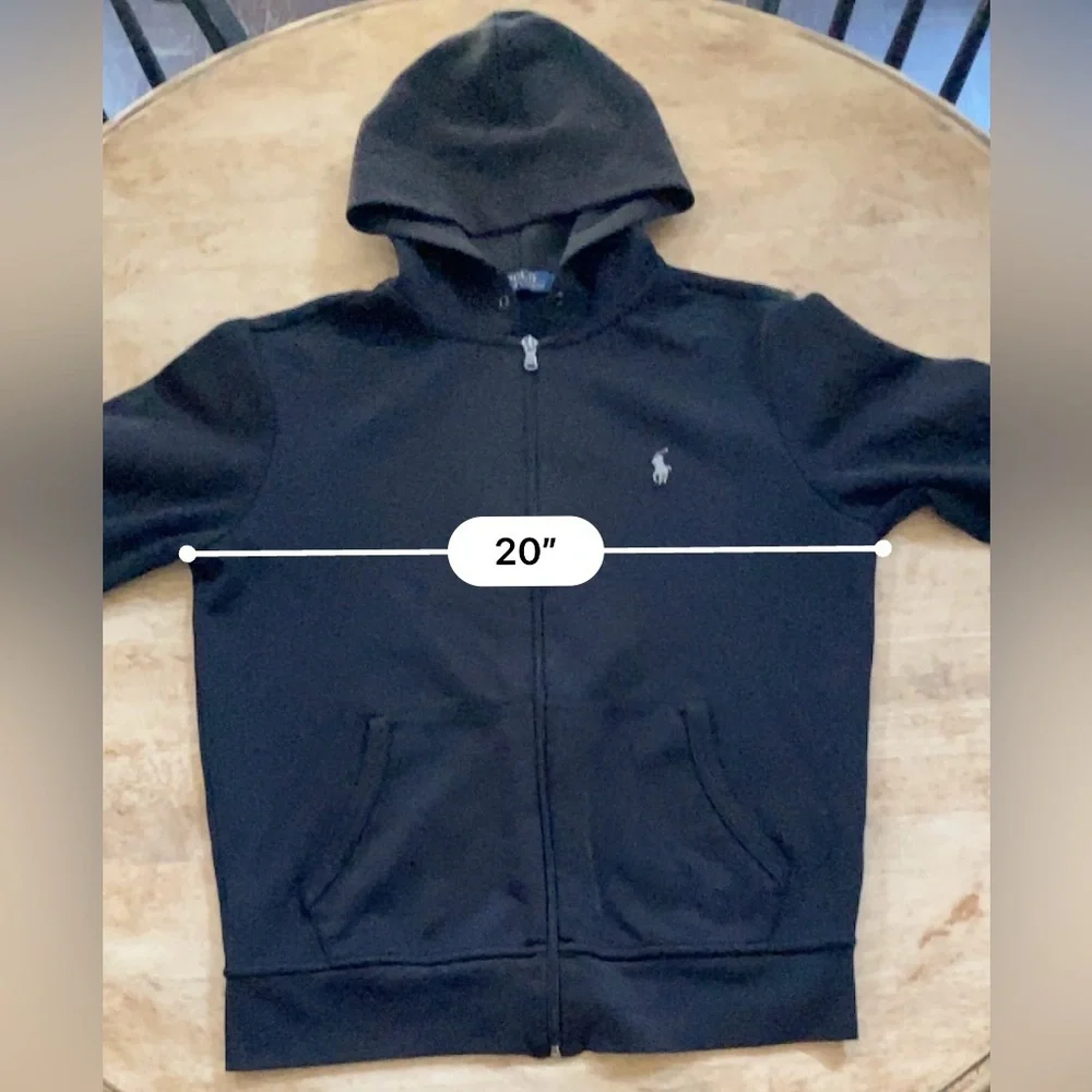 Polo Ralph Lauren Men’s Sz S Polo Black Double-Knit Full-Zip‎ Hoodie